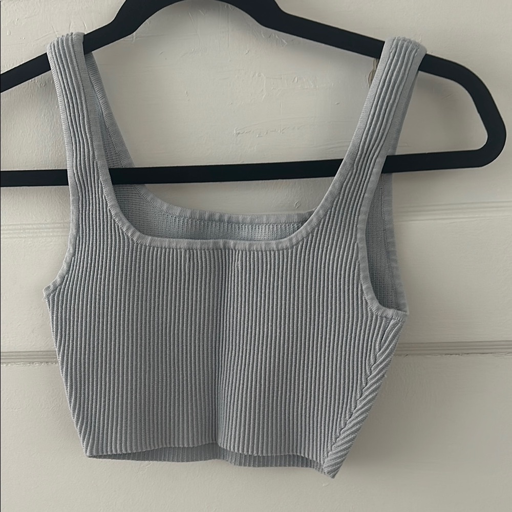 Blue Ribbed Tank Top - Picture 4 of 4